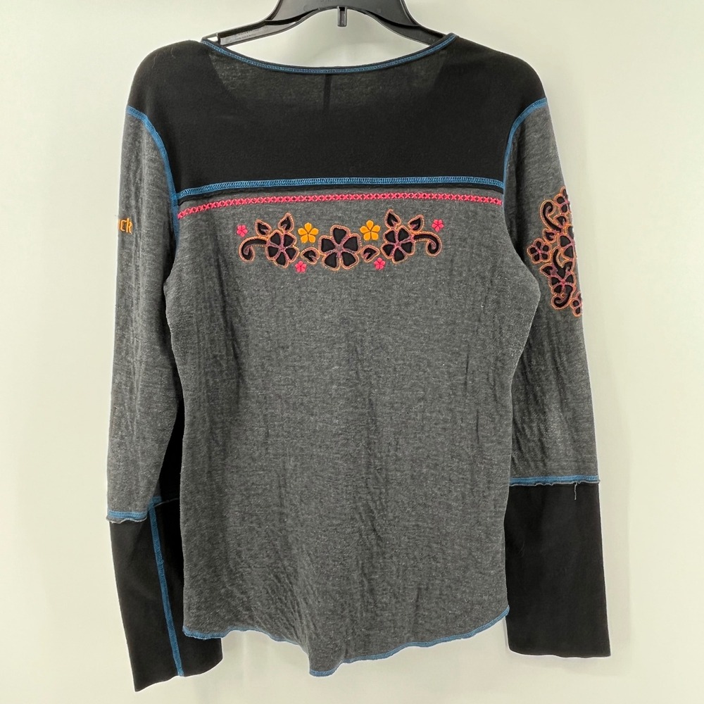 Alp-n-Rock. Henley Top, Women, S, Grey, Embroidered Long Sleeve Colorblock - Picture 2 of 8